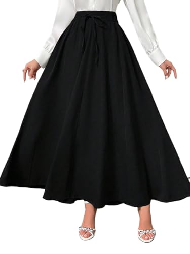 Skirts for Women Trendy Summer 2025 Women Solid Color Long Loose Belted Skirt