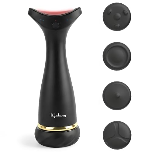 Image of Lifelong Flathead Massager | Body Massager for Pain Relief | 4 Specialized Heads for Targeted Therapy | 4 Speed Levels | Heat Therapy | Full Body Electric Percussion Massager for Adults | Black