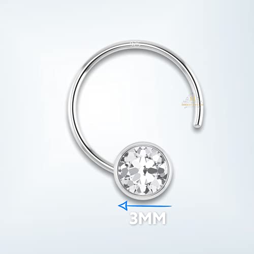 Image of SJ SHUBHAM JEWELLERS 92.5-925 Sterling Silver Round Shape White Cubic Zirconia Prong /Cup Setting Nose Pin Stud for Women Girls Size 2MM 3MM Size Pure Silver