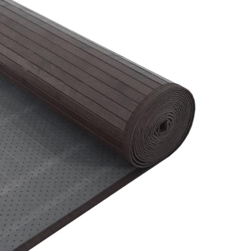Alfombra de bambú rectangular marrón oscuro de 60 x 1000 cm con base antideslizante para pasillo 6
