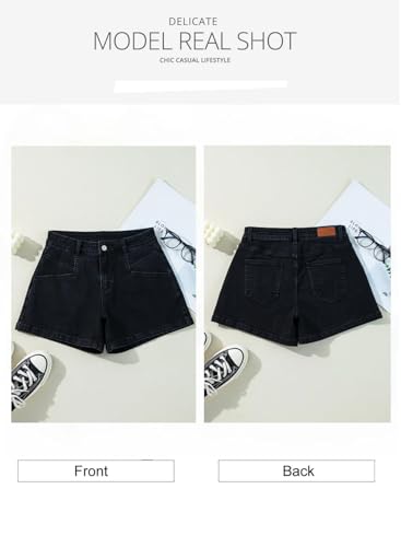 Image of Shasmi Women's High Waisted Stretch Denim Shorts - Platinum Casual Summer Jean Shorts with Pockets | Soft Breathable Cotton Blend Hot Pants for Women (Short 266)