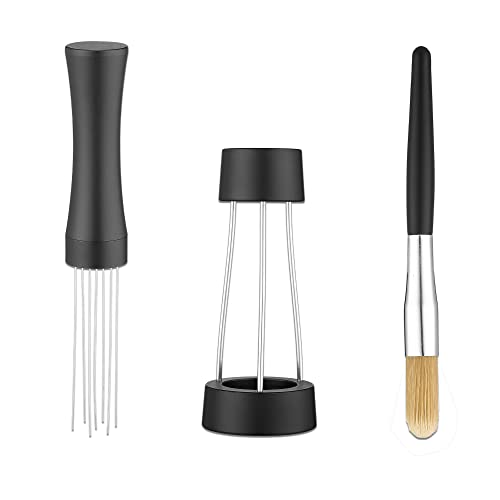 Espresso Coffee Stirrer - WDT Tool - 0.4mm 304 Stainless Steel Thick Needles Professional Barista Hand Distribution Tool Espresso Stirrer with Stand and Brush - Uniform Stirring (Matte Black) Espresso Coffee Stirrer - WDT Tool - 0.4mm 304 Stainless Steel Thick Needles Professional Barista Hand Distribution Tool Espresso Stirrer with Stand and Brush - Uniform Stirring (Matte Black)