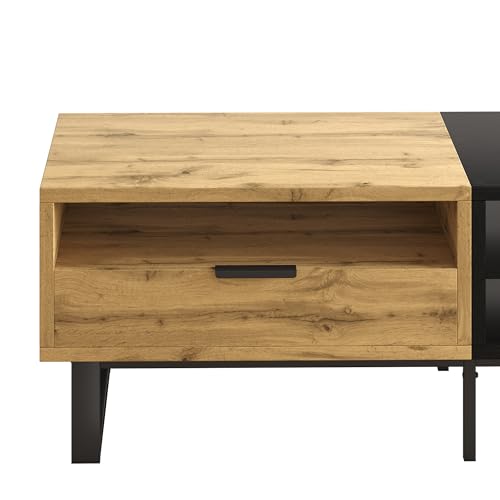 Table de canapé design bicolore pour un salon chaleureux