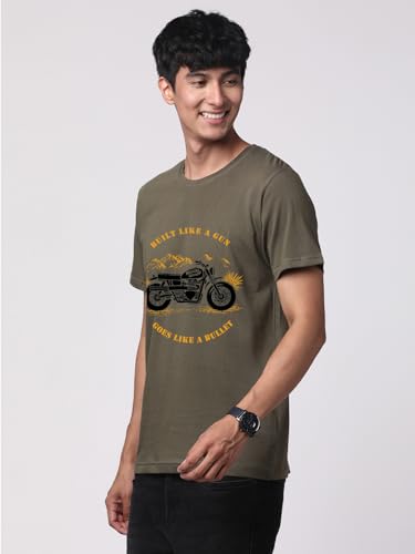 Image of ADRO Men's Royal Bike Design Printed 100% Cotton T-Shirt - Regular Fit, Printed T-Shirts for Men