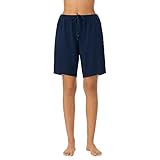 Nautica Womens Sleep Bermuda Shorts - Lightweight, Breathable Pajama Bottoms - Cotton Knit Jersey Sleepwear and Loungewear - Navy - Large