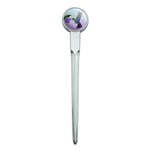 Hummingbird Crowned Woodnymph Purple Violet Classic Chrome Plated Metal Envelope Letter Opener Slitter