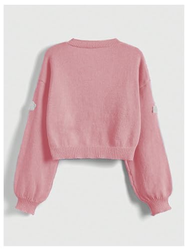 SHENHE Women's Cloud Print Button Down Sweaters V Neck Long Sleeve Crop Cardigan Top2