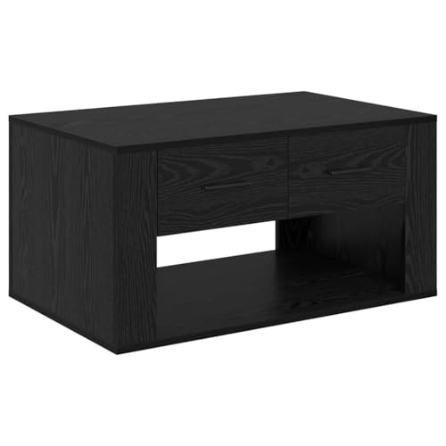 Table basse chêne noir 80x50x40 cm avec rangement rustique - 2