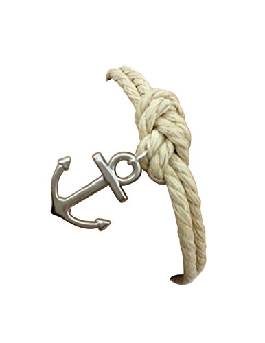 Strass&Paillettes Bracelet en Corde de Bateau. Chanvre. Noeud Marin. Ancre Argentée