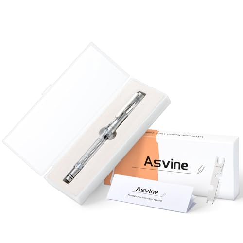 Image of Asvine V200 Titanium Fountain Pen Vacuum Filling, Iridium Extra Fine Nib Clear Transparent Acrylic Smooth Writing Pen Case Set