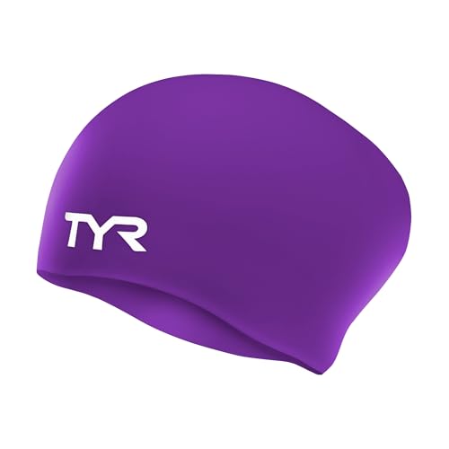 TYR Adult Long Hair Silicone Wrinkle Free Swim Cap for Braids, Dreadlocks, Streamlined Swim, Hair Protection