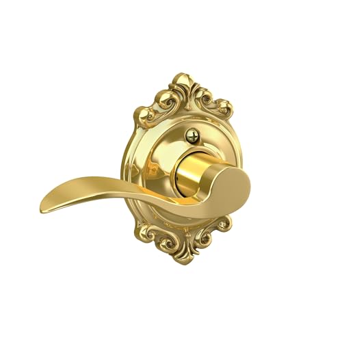 Image of SCHLAGE Accent Lever with Brookshire Trim Non-Turning Lock in Bright Brass - Left Handed