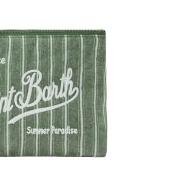 Saint Barth MC2 POCHETTE IN COTONE A RIGHE STRETTE VERDE