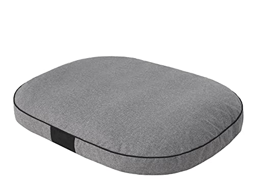 PillowPrim Hundekissen Hundebett Hundematratze Kissen Hundeschlaufplatz Bett Hundekorb Hundesofa ovale Matratze Kleine Hunde M - 70 x 50 cm Dunkelgrau ökologische Leinenstoffe