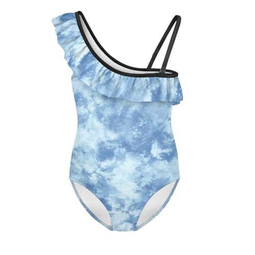 UNICEU Swimsuit for Toddler Girl One Piece Thin Straps Bathing Suit One-Shoulder Ruffle Quick Dry Swimwear for Vacation