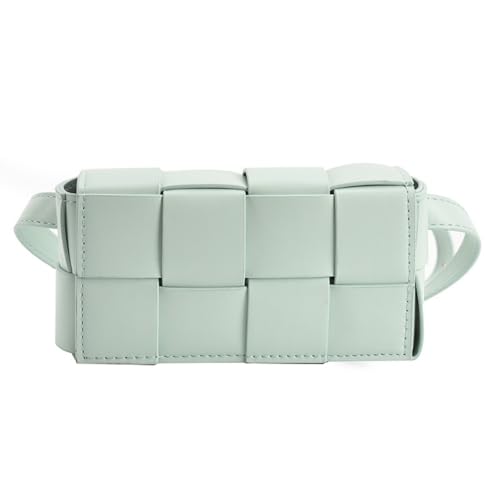 Image of Mini Woven Crossbody Bag for Women, Square Shoulder Handbag Leather Clutch Purse Cute Fanny Packs with Adjustable Belt
