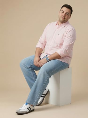 Image of Thomas Scott Men's Plus Size Cotton Casual Shirt | Regular Fit | Long Sleeves | Spread Collar | Solid | Soft & Breathable | Everyday Comfort Shirt for Men