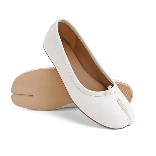 Image of VBDB Tabi Ballet Flats Shoes for Women Rounde Toe Wide Width Split Toe Low Heel Comfortable Flats Shoes