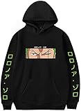 PANOZON Herren Anime Hoodie mit Skull Logo Pirat Pullover von Gummimann(Aschwarz-Z,4XL)