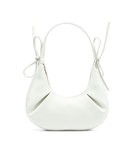 Bolso de hombro para mujer en cuero vegano pequeño y blanco miniatura 1