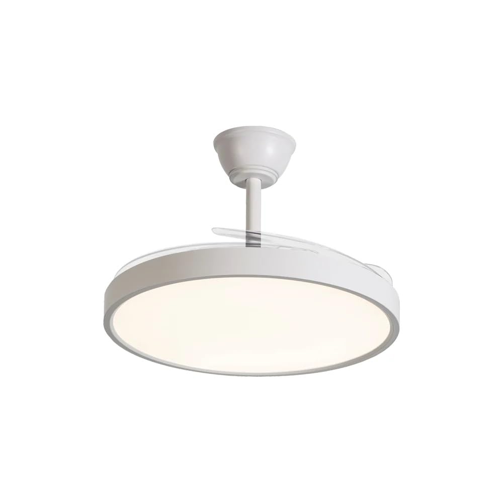 Ventilatore da soffitto con lampada LED integrata 40W dimmerabile con telecomando, pale retrattili invisibili, 6 velocità, funzione estate/inverno, luce calda , naturale , fredda , design moderno
