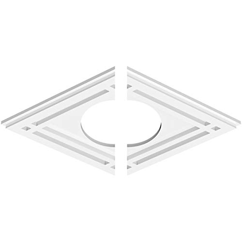 Image of Ekena Millwork CMP20X13DD2-06000 Diamond Architectural Grade PVC Contemporary, Two Piece Urethane Ceiling Medallions 20 inchW x 13 3 /8 inchH x 6 inchID x 7 inchC x 1 inchP