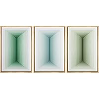 SIGNWIN Framed Canvas Print Wall Art Green, Blue and Pink Expressionist Squares Abstract Shapes Digital Art Pop Art Contemporary Fun Ultra for Living Room, Bedroom, Office - 16