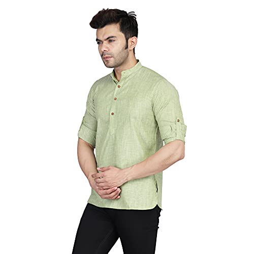 Image of TAHVO Men's Casual Cotton Kurta Shirt, Short Kurta