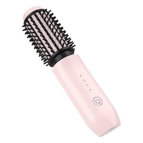 NueWee - Cepillo rizador de cabello inalámbrico, mini cepillo 3 en 1 para cabello caliente con 4 temperaturas, rizador térmico para exteriores y alisadores de viaje, cepillo de varita rizadora