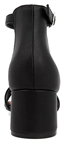 Image of LONDON FOG Women's Nikki Low Two Piece Block Heel Dress Shoe Ladies Ankle Strap Pump Sandal