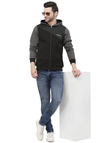 Image of Kalt Men Full Sleeves Zipper Fleece Colour Block Hoodie