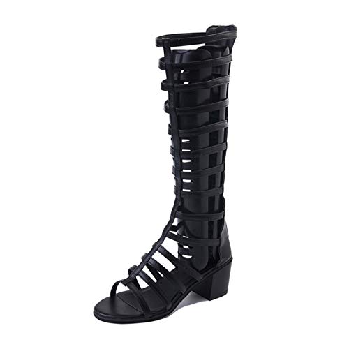Sandalias De Gladiador Para Mujer Bloque Zapatos De Punta Abierta De Tacón Medio Bajo Sandalias Romanas Cover