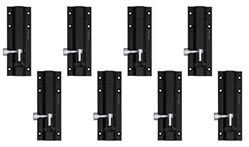 Image of Plantex Stainless Steel 4-inch Tower Bolt /Tower Bolt for Home,Offices Doors and Windows /Tower Bolt for Main Door /Wardrobe Door Latch /Kundi /Chitakini /Door Latch for Windows (Black Finish, Pack of 8)