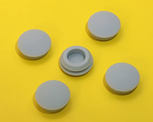 Image of ONLYKXY 5 Pcs Silicone Round Snap in Type Locking Furniture Hole Plugs Button Protective Cover Cap Head (Grey) (16MM(0.62inch))