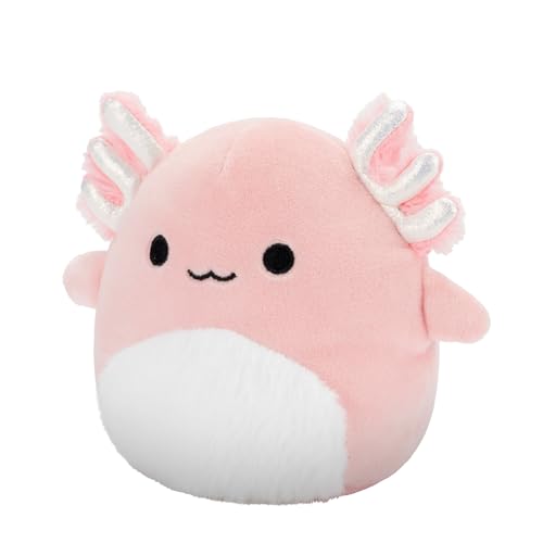 squishmallows original 5-inch archie pink axolotl with white fuzzy belly - official jazwares plush little