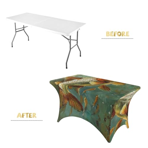 Nappe imprimée poisson 1,2 m élastique et lavable pour table de cuisine