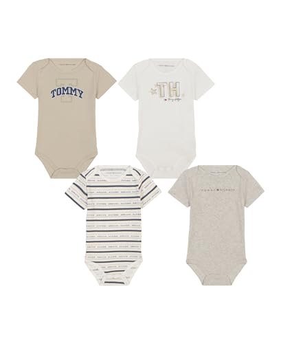 Image of Tommy Hilfiger baby-girls 4-pack Short Sleeve Bodysuit Onesie