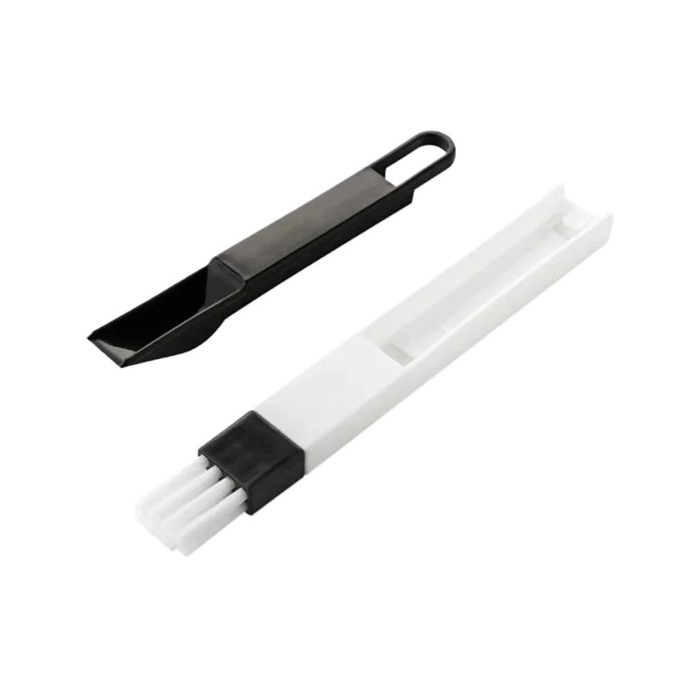Sunrrafck Black 2Pc Portable 2-In-1 Groove Cleaning Brush Multifunctional Door Window Keyboard Dust Shovel Cleaner Non-Slip Handle Rail Gap