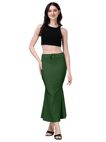 Image of Women's Saree Shapewear Petticoat, Cotton Blend Stretchable Mermaid Skirt, High Waist Tummy Control, Smooth Curve Fit with Adjustable Drawstring