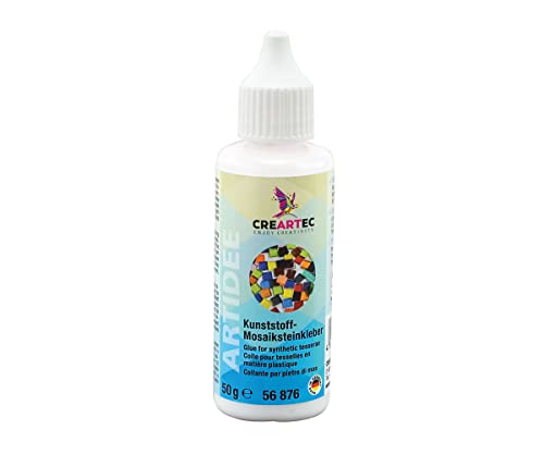 Creartec - Adesivo per pietra mosaica in plastica, per incollare pietre a mosaico su diverse superfici, trasparente, 50 g, made in Germany