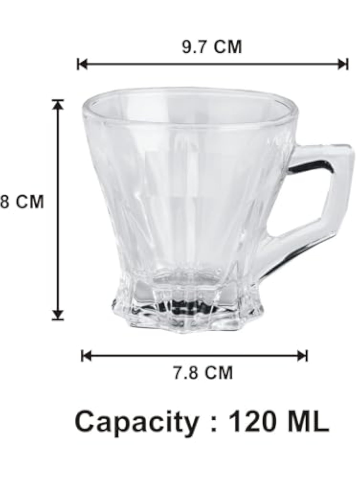Clear Glass Coffee & Tea Cup/Mug Set, 120 Ml