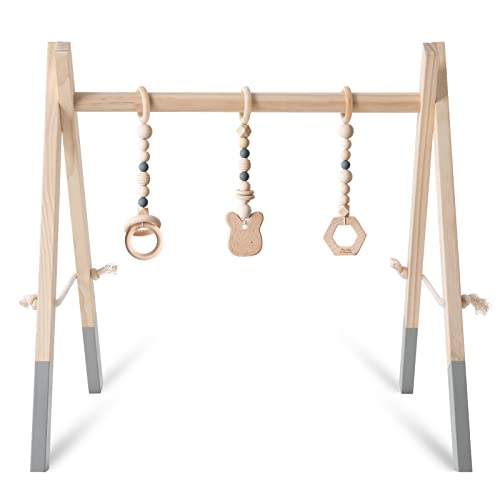 Caudblor Spieltrapez holz Babyspielzeug Puzzle gym inkl. Anhänger Babygymnastik aktiv Spielzeug Babyzimmer Kinderzimmer Dekoration