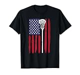 Lacrosse Drapeau Américain Joueur De Crosse USA T-Shirt
