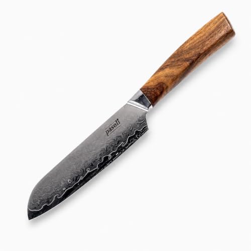Produktfoto von pasoli Damast Santoku-Messer 13 cm – japanisches messer & damastmesser