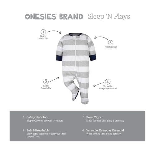 Image of ONESIES Brand Baby Boys Sleepers 4-Pack Footies and Toddler Set