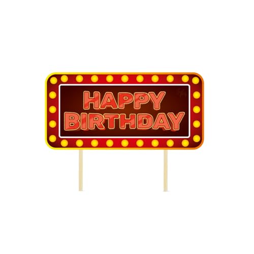 Image of Just Party Casino Theme Happy Birthday Cake Topper & Birthday Props for Kids | Vegas Style Cake Toppers for Cake Decoration & Photo Props / Muffin Toppers | Set of 6 Props + 1 Topper