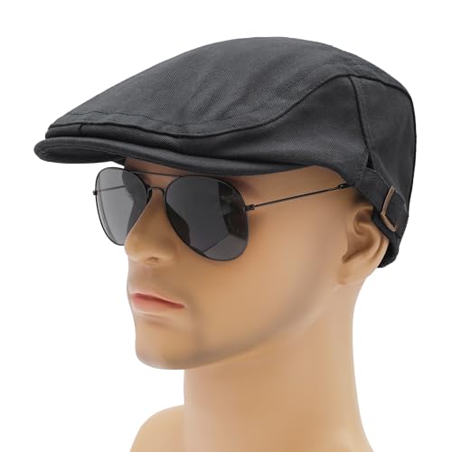 Image of ZLYC Men Cotton Flat Cap Summer Scally Ivy Gatsby Newsboy Beret Driver Cabbie Hunting Hat