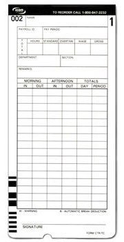 Icon Time Systems CTR-TC-1000 Two-Sided Time Clock Cards, 1000 Pieces