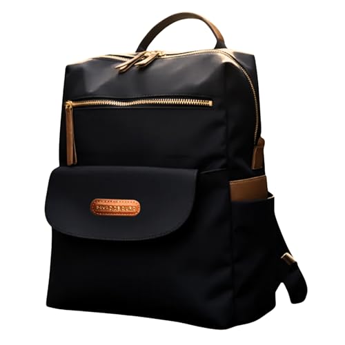 [ASSISTA O VÍDEO] Mochila Bolsa Feminina Pavão de Ouro Resistente Com Bolso Antifurto e Alça de Ombro Perfeita Para Trabalho Dia A Dia ou Passeio (PRETA)