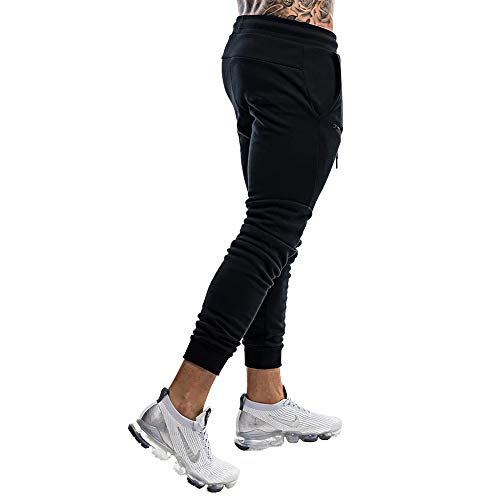 Wangdo Calça masculina de corrida justa, calça de moletom atlética afunilada para treino, corrida, a